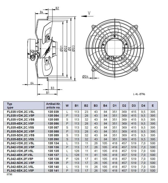 Габаритные размеры FL042-6EK.2C.V5P