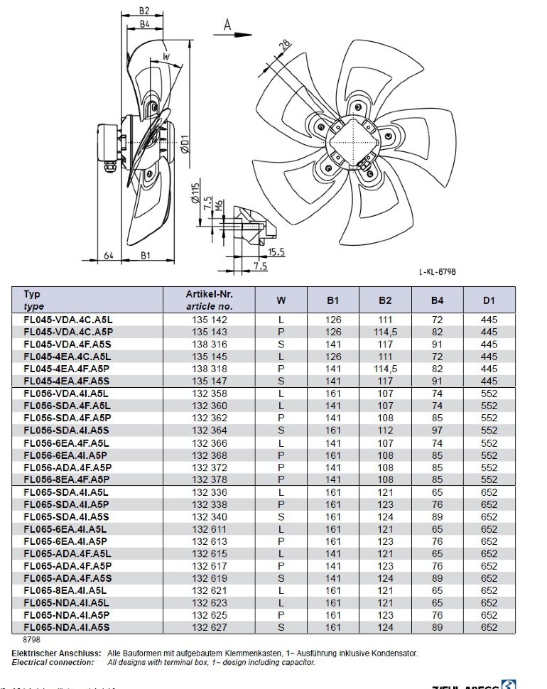 Габаритные размеры FL056-6EA.4F.V5L