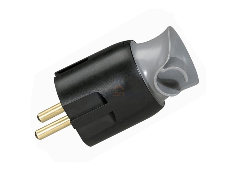 Вилка Legrand с заземлением 16А с поворотным механизмом черная